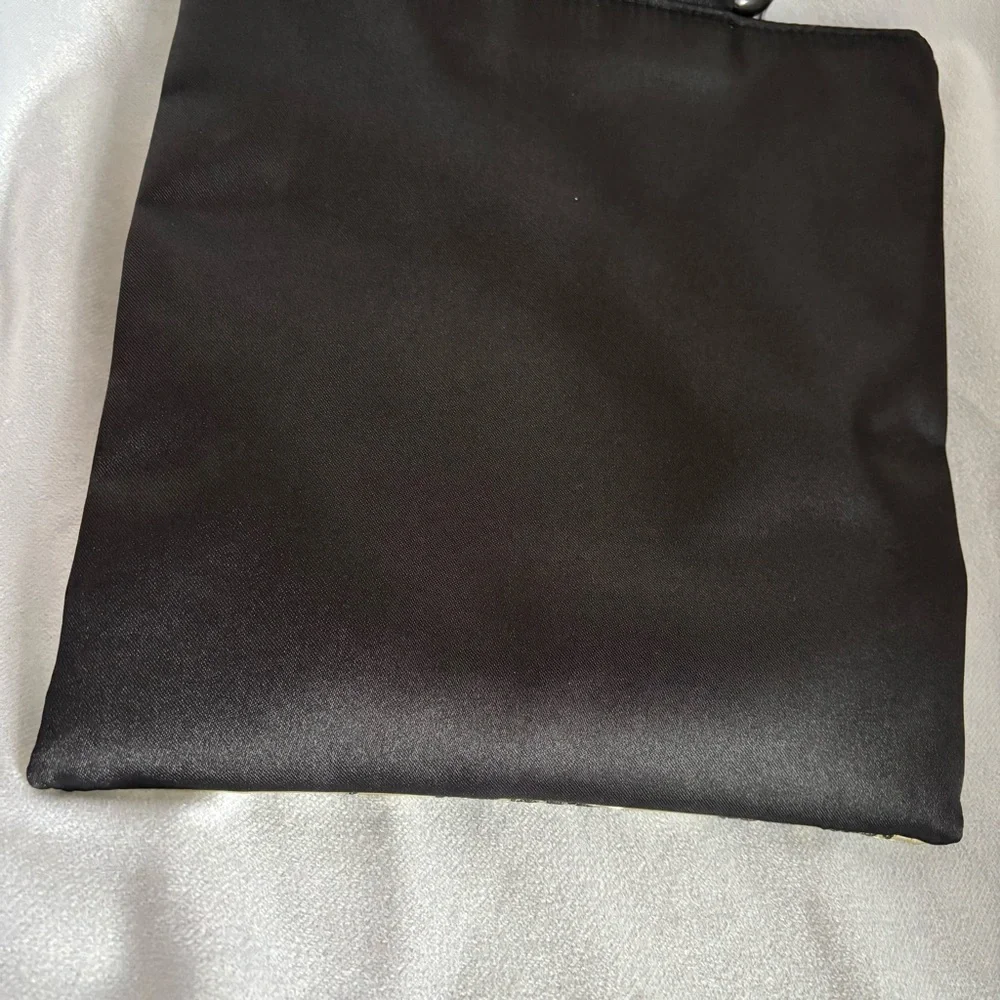 Black Gold Floral Satin Evening Bag Cherry Blossom Top Handle Chinoiserie Purse - Picture 5 of 7